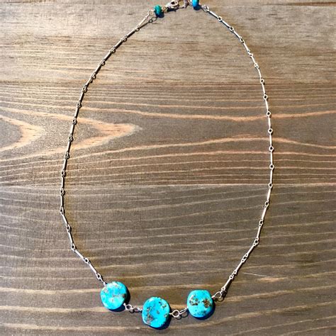 Sleeping Beauty Turquoise Necklace With Sterling Silver Chain