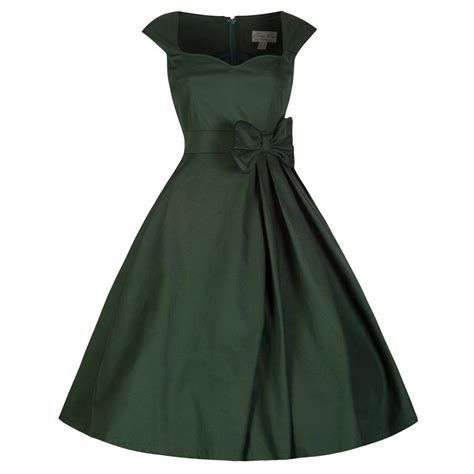 Grace Bottle Green Swing Dress Vintage Inspired Fashion Lindy Bop Vintage Party Dresses