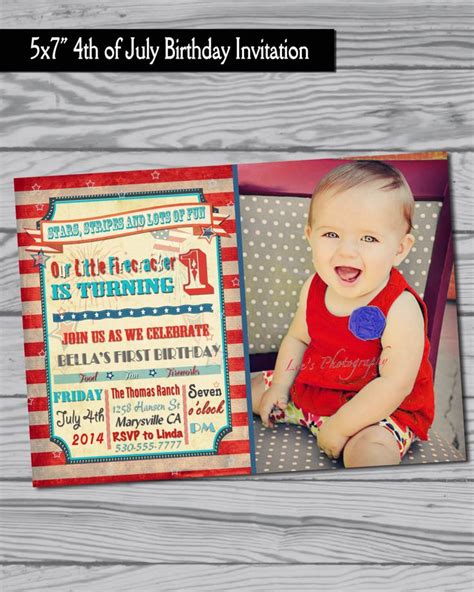 4th Of July Birthday Party Invitation Fourth Of July Party Supplies