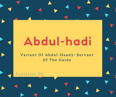 This dictionary provides synonyms, antonyms, english defenitions, wikipedia reference, names meanings, roman to urdu search, urdu to english search, related words, sentence translation and image based examples. What is Abdul-hadi Name Meaning In Urdu - Abdul-hadi ...