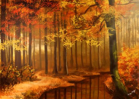 Image Detail For Autumn Forest By Sunimo On Deviantart Waldmalerei