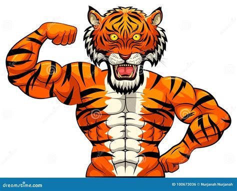 Angry Strong Tiger Mascot Stock Vector Illustration Of Power 100673036
