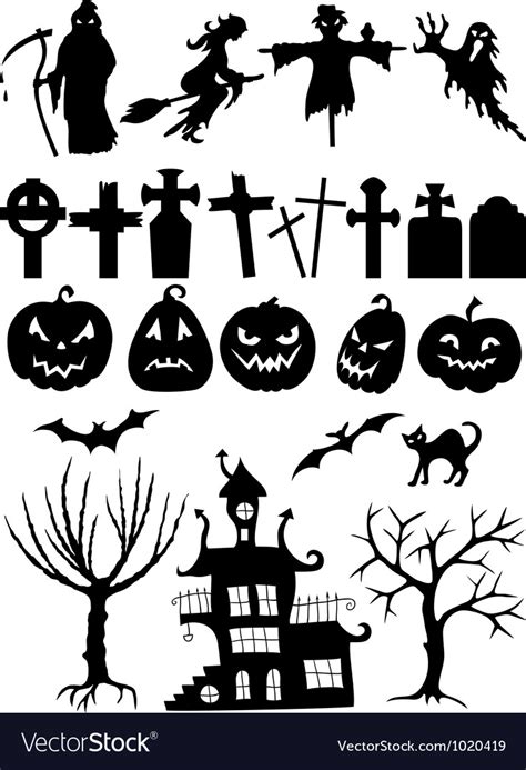 Set Of Halloween Silhouettes Royalty Free Vector Image