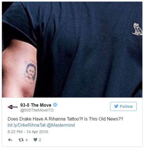 Drake Gets Tattoo Of Rihanna Elle Australia