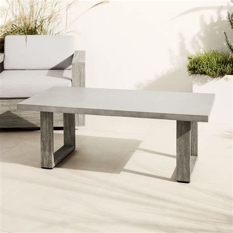 Concrete Outdoor Coffee Table - Weathered Wood | West Elm