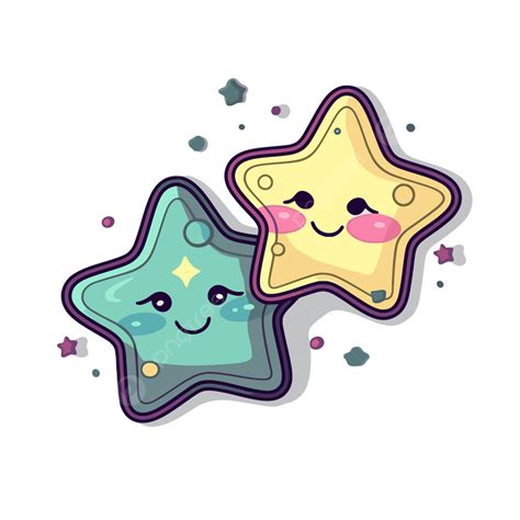 Kedua Bintang Lucu Itu Lucu Dan Kawaii — Ilustrasi Vektor Bintang