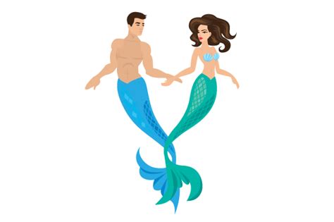 A Mermaid And A Merman Making A Heart With Their Tails Svg Cut File By