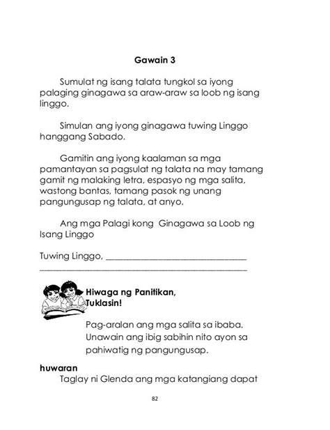 Worksheet In Filipino 4 Pagsulat Ng Talata Tungkol Sa Sarili Lima Waktu