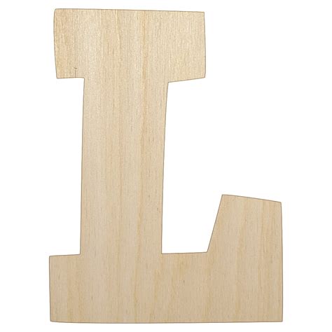 Letter L Uppercase Fun Bold Font Wood Shape Unfinished Piece Cutout