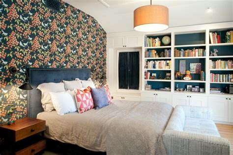 Master Bedroom With Charcoal And Pink Floral Wallpaper Hgtv