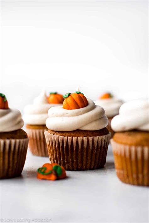Pumpkin Cupcakes With Cream Cheese Frosting Sallys Baking Addiction