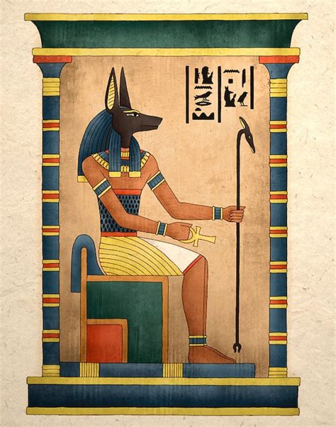 Egyptian Art Print Ancient God Anubis By Tigerhouseart On Etsy