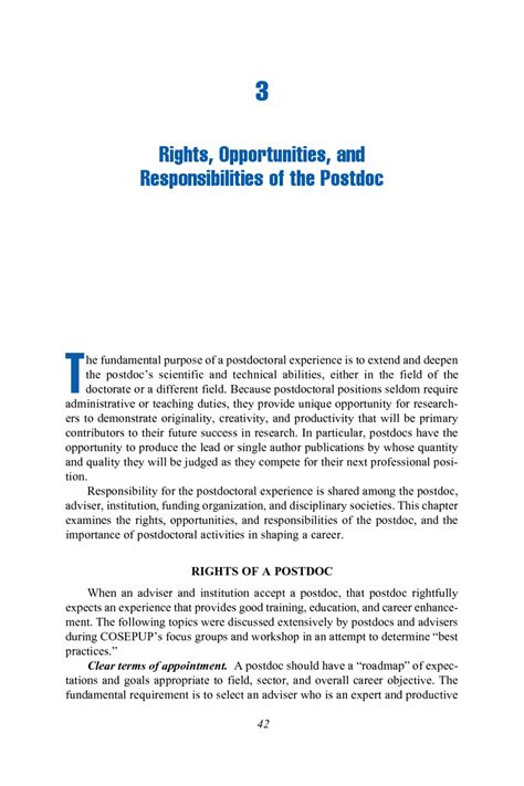 3 Rights Opportunities And Responsibilities Of The Postdoc