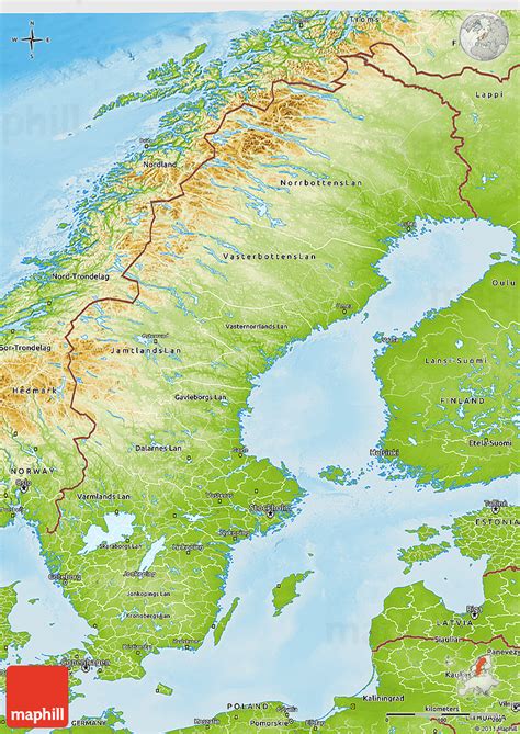 physical 3d map of sweden