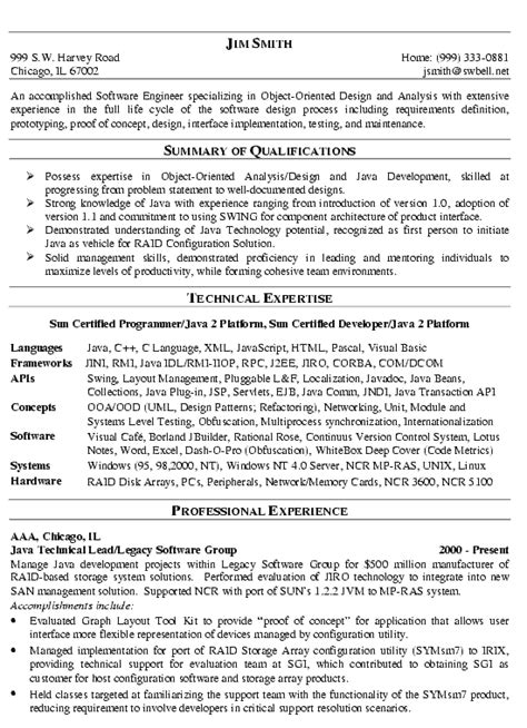 A resume summary, or a resume objective, is a good idea if you have long or varied work experiences. Software engineer Resume example