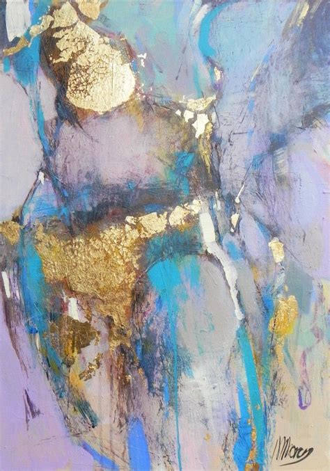 Magdalena Morey Elation Abstract Purple Blue And Gold Mixed Media