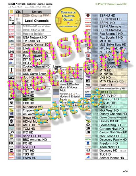 Printable Dish Network Channel Guide