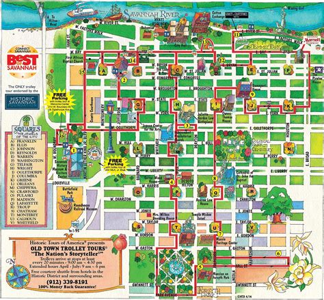 Old Town Trolley Tours® of Savannah route map | Savannah chat, Savannah