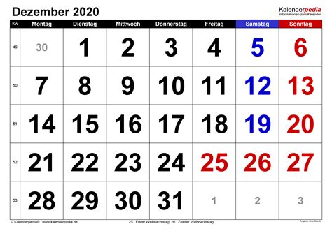Kalender Dezember 2020 Als Pdf Vorlagen