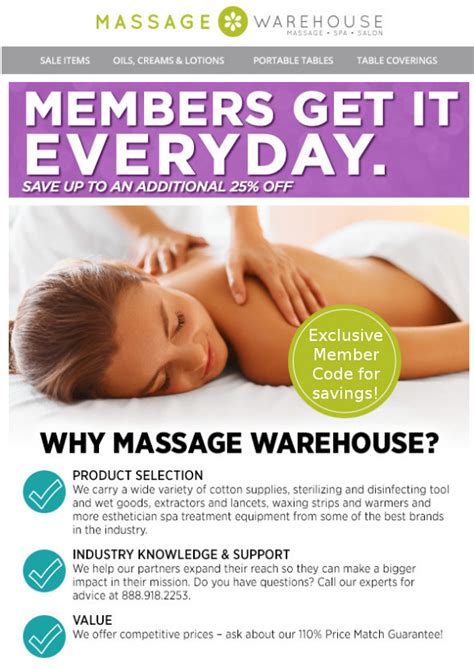 exclusive member savings with massage warehouse new member benefit spa industry association
