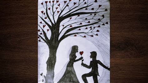 Pencil Sketch Romantic Propose Scenery How To Draw Romantic Couple