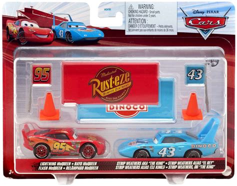 Disney Pixar Cars Metal Lightning Mcqueen And Strip Weathers Aka The King Diecast Car 2 Pack