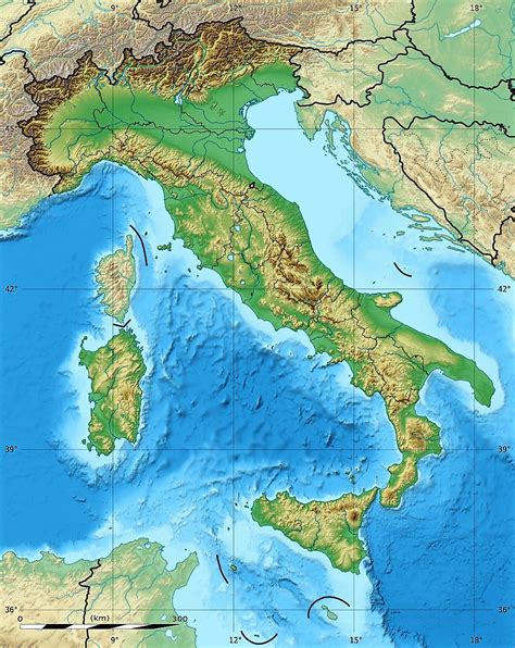 Cartina dell'italia con le quattordici città metrolipotane italiane. Mapa de Italia: Político, Físico, Regiones, Relieve, para ...