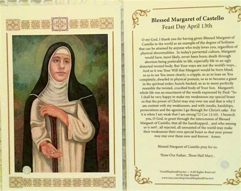 Blessed Margaret Of Castello Laminated Relic Holy Prayer Etsy