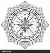 Compass Coloring Nautical Rose Vector Wind Graphic Drawn Line Drawing Adult Illustration Shutterstock Geography Getdrawings Adults sketch template