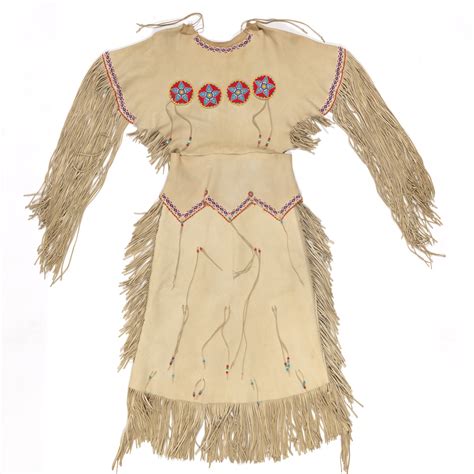 Native American Deerskin And Bead Muscogee Creek Indian Womans Dress