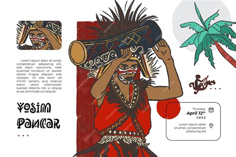 Premium Vector Papuanese Yosim Pancar Dance Illustration Hand Drawn