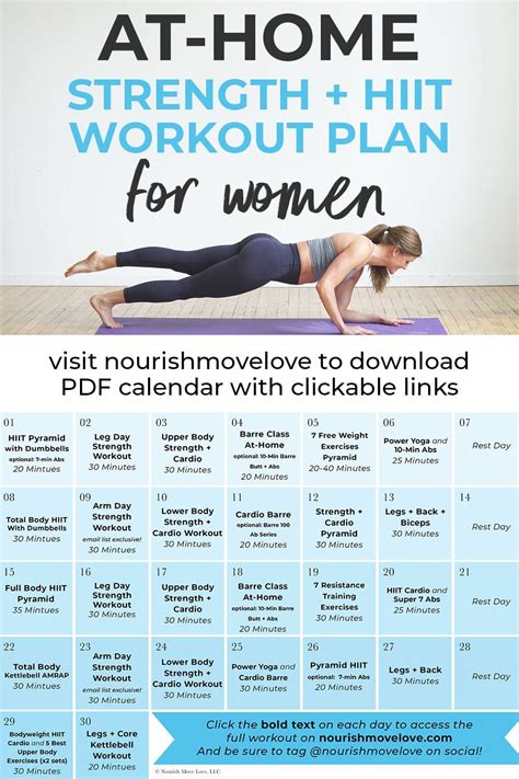 Can't go to the gym? 30-Day Advanced Strength + HIIT Workout Plan | Nourish ...