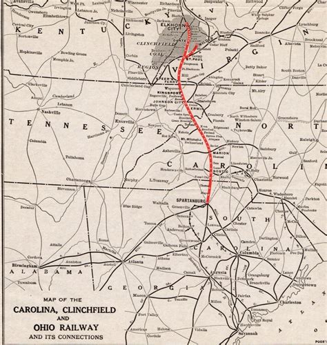 1921 Antique Carolina Clinchfield And Ohio Railway Map Etsy