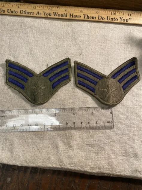Pair Of Usaf Us Air Force Senior Airman Subdued Rank Insignia Patch 4