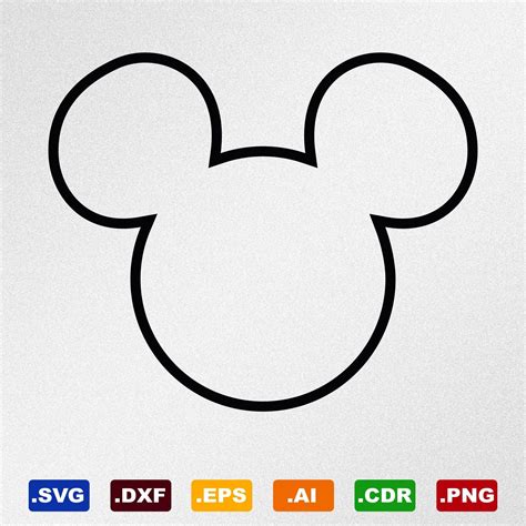 Mickey Mouse Head Outline Svg Dxf Eps Ai Cdr Vector Files For Silhouette Cricut Mickey