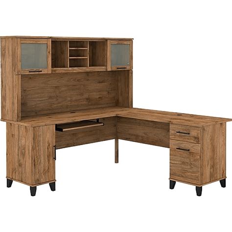 Bush Furniture Somerset 72w L Shaped Desk With Hutch Fresh Walnut