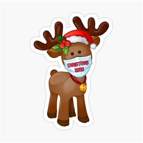 cute reindeer with face mask 2020 christmas sticker by yassou shop christmas stickers mask