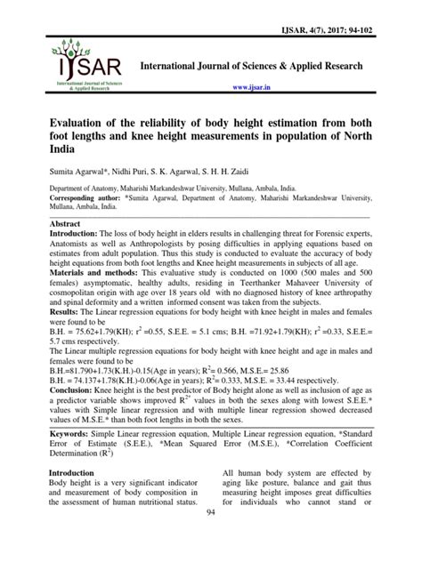 Measure from the back of the knee to the base of the heel. Evaluation of the Reliability of Body height estimation ...