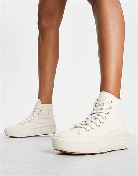 Converse Chuck Taylor Move Hi Gold Detail Trainers In White Asos