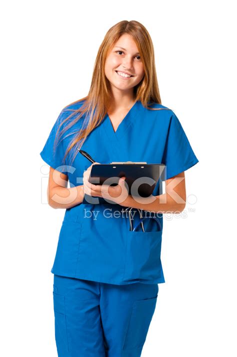 Young Woman Doctor Nurse With Clipboard Isolated On White Backgr Stock