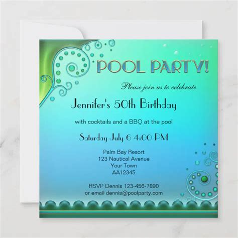 Adult Pool Party Invitations