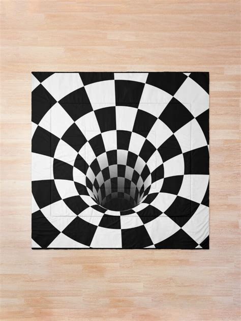 Optical Illusion Black Hole Checkerboard Blackwhite Comforter For