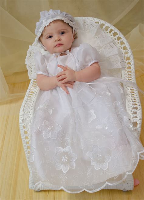 Girls Organza Embroidered Christening Gowns For Sale Embroidered