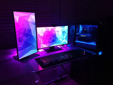 Download Pink And Blue Gaming Setup Picture
