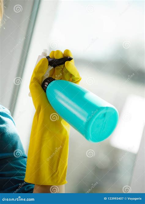 hand cleaning window at home using detergent rag stock image image of home cloth 123993407