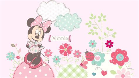 Minnie Mouse Around Flowers With Pink Background Hd Minnie Mouse