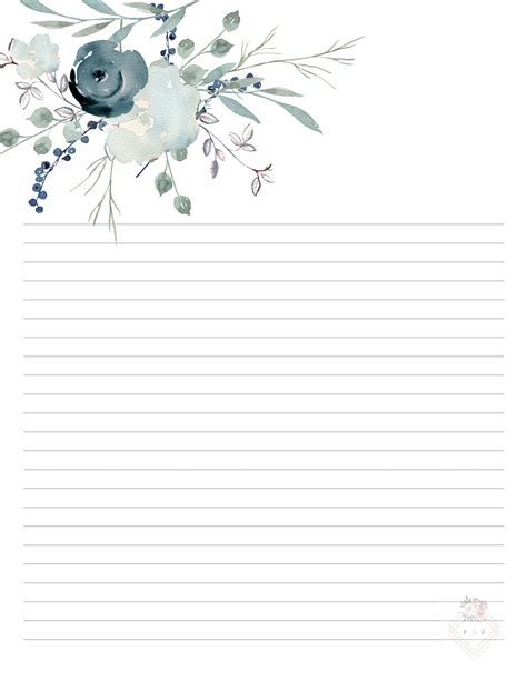 Floral Writing Paper Printables Letter Paper 85 X 11 In Be8