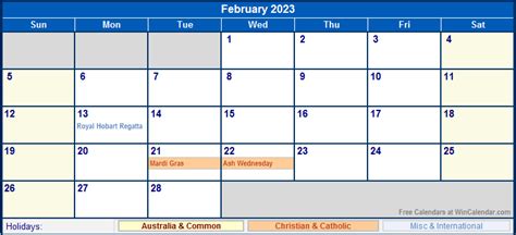 February 2023 Australia Calendar With Holidays For Printing Image Format