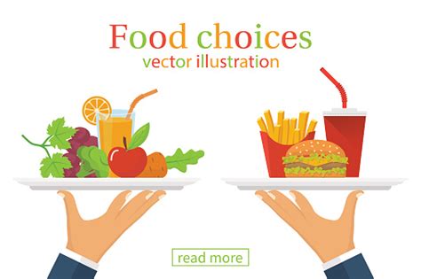Food Choice Healthy And Junk Eating Stock Illustration Download Image