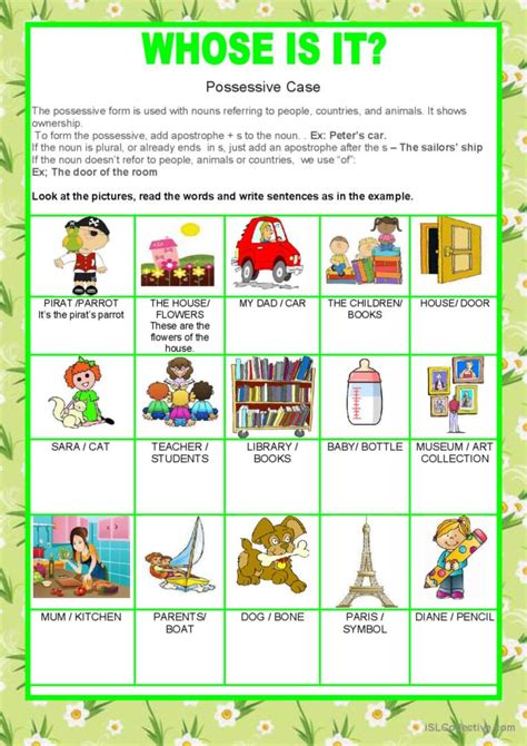 Possessive Case Whose Is It Gener English Esl Worksheets Pdf And Doc